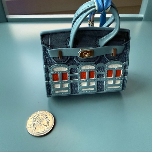 Tiny Blue Handbag Accessory With Mini Skinny Scarf - Picture 2 of 7